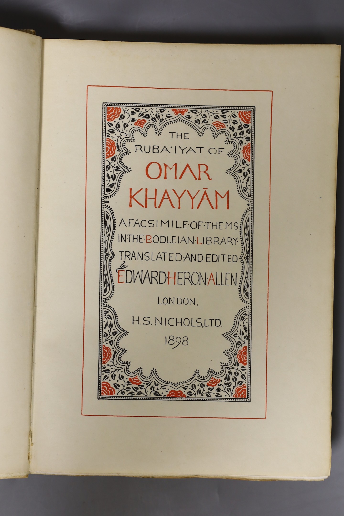 Rubaiyat of Omar Khayyam, translated by Edward Heron-Alan, H.S, Nichols Ltd 1898, decorations of this volume by Ella Hallward